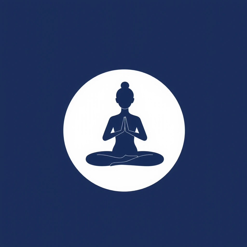 Icône représentant une personne méditant dans un cercle, symbolisant la santé et le bien-être holistique.