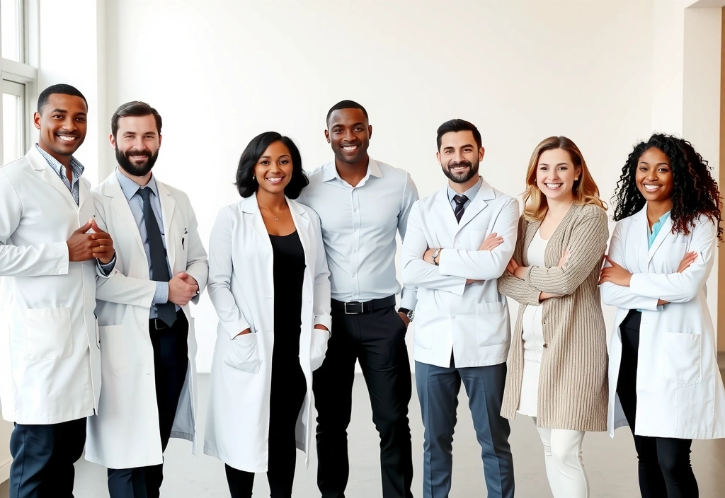 Photo d'équipe de professionnels de la santé souriants
